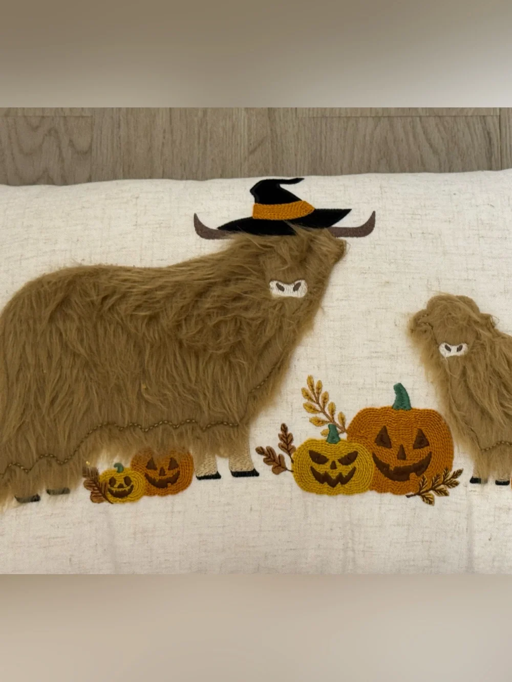Autumn Harvest Decorative Pillow with Faux Fur Huskies - Neutral